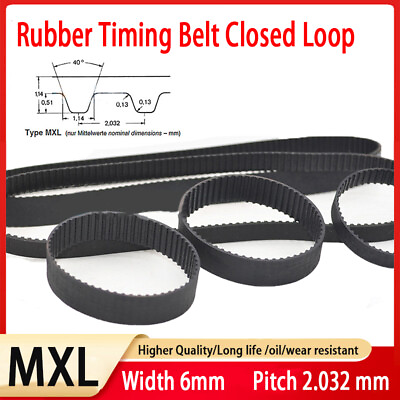 #ad MXL Close Loop Synchronous Timing Belt Width 6mm Pitch 2.032mm Rubber Drive Belt $3.09