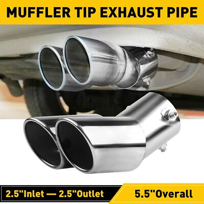 #ad Dual Tail Pipe Tip Muffler Auto Accessories Replace Chrome Kit Car Rear Exhaust $19.99