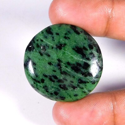 #ad Natural Quality Rare Green Ruby Zoisite Round Cabochon Loose Gemstone 64.05Cts. $7.43
