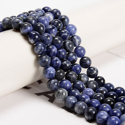 #ad Sodalite Smooth Round Beads 4mm 6mm 8mm 10mm 12mm 14mm 16mm 18mm 15.5quot; Strand $33.50