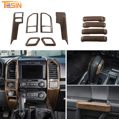 #ad 10x Interior Center Console Decoration Trim Kit for Ford F150 2015 20 Wood Grain $78.49