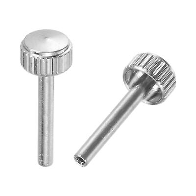 #ad 2Pcs 11x4mm Watch Crown SUS304 Knurled Head Lengthen Stem 1.3mm ID Silver Tone GBP 3.39