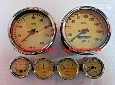 #ad Smiths Kit Elec Temp Oil Fuel Amp Gauge 0 180MPH Speedo 0 80 RPM 100mm YC $38.00