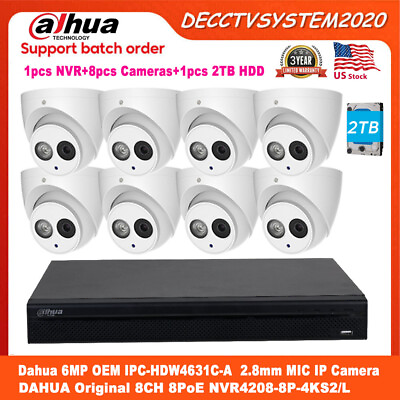 #ad Dahua Security System Kit 6MP OEM IPC HDW4631C A IP Camera 8CH 8POE NVR2TB HDD $796.10