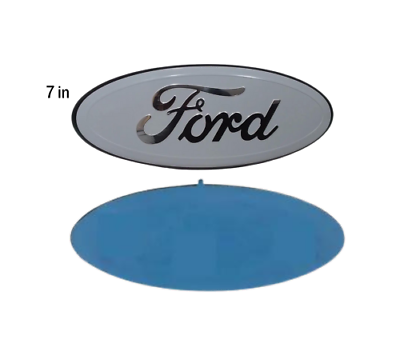 #ad FORD WHITE amp; CHROME 2005 2014 F150 FRONT GRILLE TAILGATE 7 inch Oval Emblem 1PC $20.99