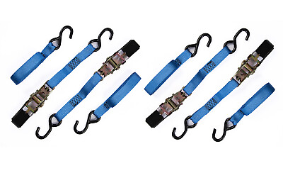 #ad Ratchet Tie Down Motorcycle Strap 4 Pack 1 in. x 10 ft. Blue1300lbs 1x10 600Kg $19.99