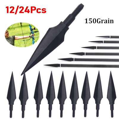 #ad 12 24X Traditional Broadheads 150 Grain Archery Arrowhead for Hunting and Target $28.94