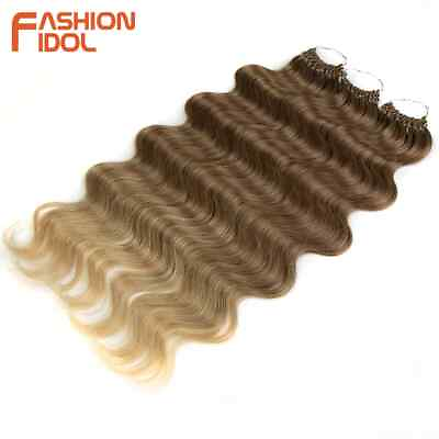 #ad Body Wave Synthetic 24 Inch Fake Hair Bundles Braids Curly Hair Extensions $30.18