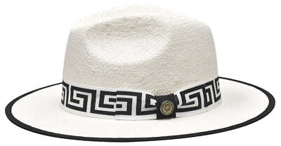 #ad NEW Mens Bruno Capelo Summer Fashion 100% Straw Hat Fedora Wide Brim White Black $99.99