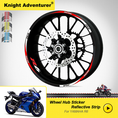 #ad Motorcycle Wheel Sticker Reflective Rim Paster For YAMAHA YZFR6 YZF R6 all years $13.99