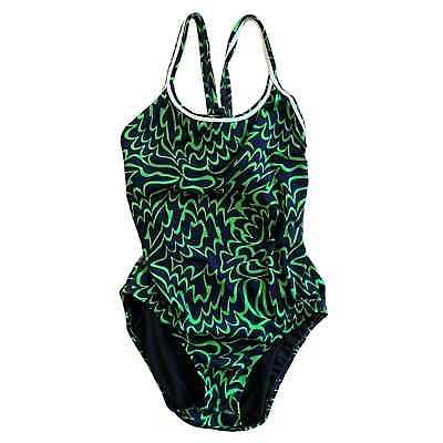 #ad Dolphin DBX 1 Piece Swim Suit Tank Back Training Competition Green Navy size 16 $19.99