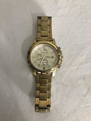 #ad Fossil Men#x27;s Dean Stainless Steel Chronograph Watch Gold Color $65.00