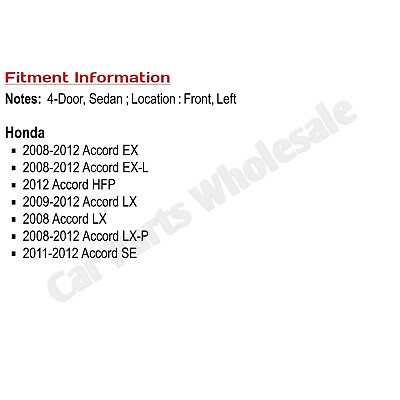 #ad Fender For 2008 2012 Honda Accord Sedan Models Front Left Side Primed Steel $139.31