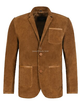 #ad MILANO SPORTS BLAZER COAT TAN Suede Classic Tailored Soft 100% Real Suede Jacket GBP 103.78