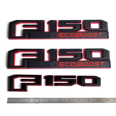 #ad 3x OEM Black F150 Ecoboost Emblem 3D Fender for F 150 Badge Red Genuine W1 $45.52