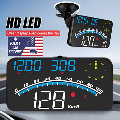#ad 5quot; Digital Speedometer GPS Car HUD Head Up Display MPH Overspeed Alarm Universal $28.04