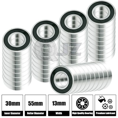 #ad 50x 6006 2RS Ball Bearing 30mm x 55mm x 13mm Rubber Sealed Premium RS 2RS NEW $79.10