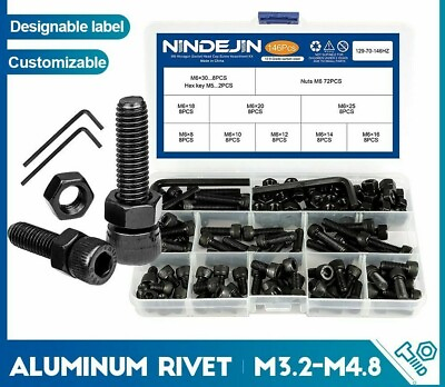 #ad Hexagonal Black Carbon Stainless Steel Screw Bolt With Nut Assorted Box Kit Set $22.09
