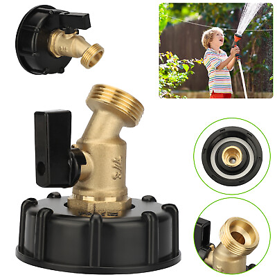 #ad 275 330 Gallon IBC Tote Water Tank Adapter 2quot; Brass Hose Faucet Valve Connector $11.89