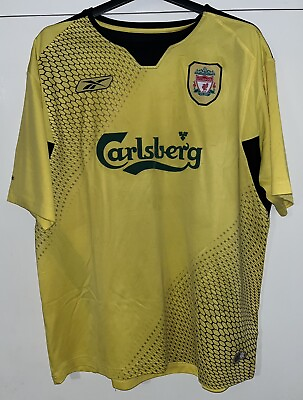#ad Liverpool FC 2004 06 Away Shirt Yellow Men’s Large GBP 29.99
