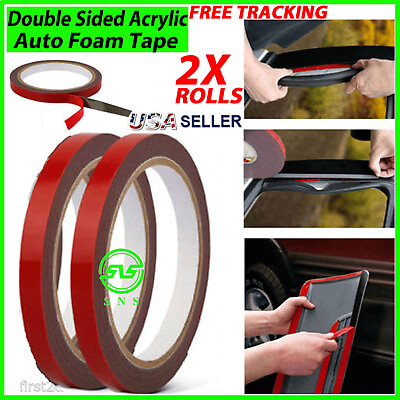 #ad 2X Auto Tape Acrylic Foam Double Sided Back Car Mounting Adhesive 3m x10mm 10ft $5.09