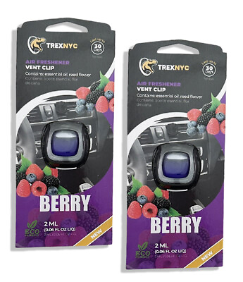 #ad TrexNYC Car Air Fresh Vent Clips Car Odor Eliminator Berry 0.07 FL.OZ 2 Pack $9.80
