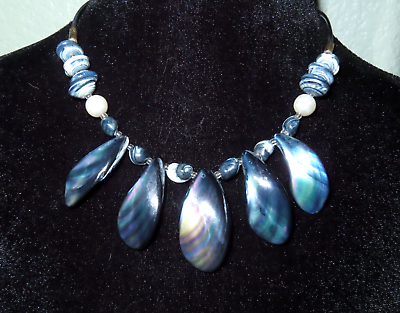 #ad Natural Genuine Shell Iridescent Multi Color Necklace 18quot; $21.50