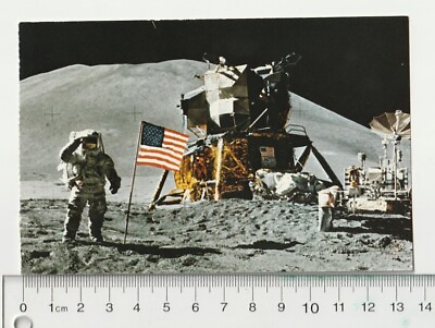 #ad Postcard Patriotic Irwin Us Flag Astronaut Space Center Nasa Rover Delta Unp C $12.24