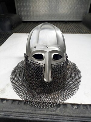 #ad Christmas Medieval Tournament Helmet with Fluting Tempered Spring Steel $162.00