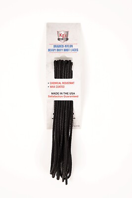 #ad Kg#x27;s Heavy Duty Nylon Boot Laces Black 2 Pairs Made In The USA $12.00