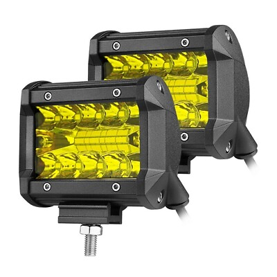 #ad 2x 60W Gelbes LED Arbeitslicht Lichtleiste Offroad Scheinwerfer für Jeep LKW EUR 26.99