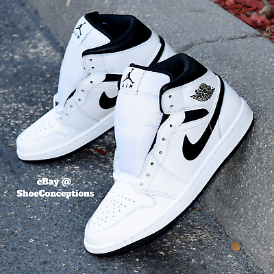 #ad Nike Air Jordan 1 Mid Shoes White Black DQ8426 132 Men#x27;s Sizes NEW $100.00