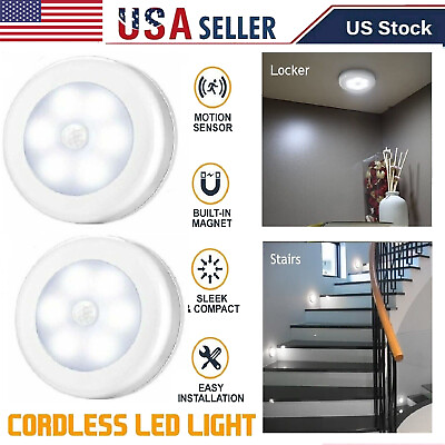 #ad 6 LED Motion Sensor Light Wireless PIR Cabinet Stair Lamp Magnetic Night Lights $89.99