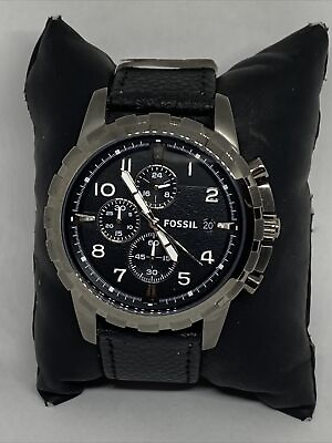 #ad Fossil Dean FS4721 Men#x27;s Black Leather Analog Dial Quartz Genuine Watch UC246 $39.99