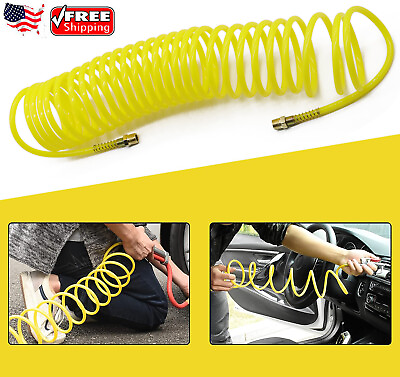 #ad 25ft x 1 4quot; Recoil Air Hose Re Coil Spring Ends Pneumatic Compressor Tool 200PSI $9.89