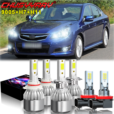 #ad For Subaru Legacy 2010 2011 2012 2013 2014 LED Headlight Fog Light Bulbs 6000K $29.99