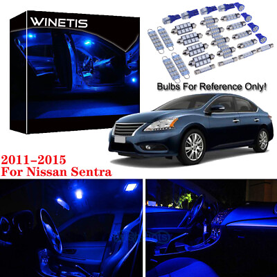 #ad 6Pcs Interior Blue LED SMD Lights Lamp Package Fit For Nissan Sentra 2011 2015 $8.99