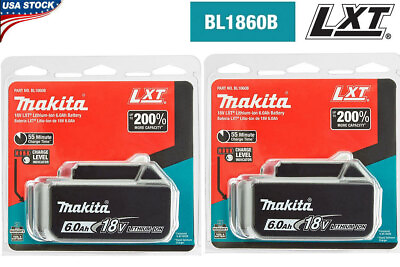 #ad 2 Pack Makita 18 Volt Li ION 6.0Ah LXT Battery BL1860B Tool Power Battery NEWS $75.00