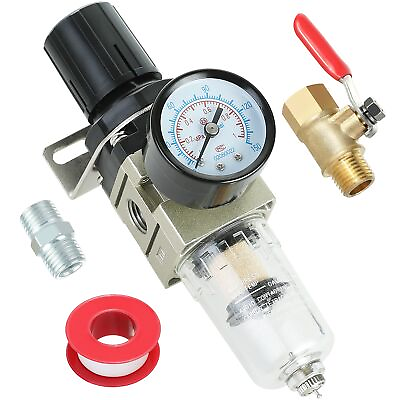 #ad Hromee 1 4 Inch Air Compressor Filter Regulator Combo Water Oil Separator wi... $27.76