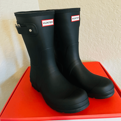 #ad HUNTER Men#x27;s Original Short Waterproof Rain Boot Rubber Black Size 10 NWT $119.00