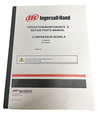 #ad Ingersoll Rand Compressors P185WJD Repair Parts Catalog Manual Book $335.30