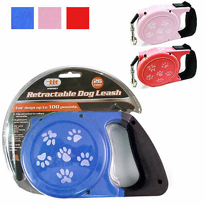 #ad 26Ft Auto Retractable Dog Leash Stop Lock Small Medium Big Pet Up To 66lb Train $13.30