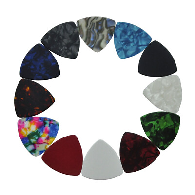 #ad 100pcs lot 346 Rounded Triangle Medium 0.71mm Celluloid Guitar Picks Mixed Color $14.99