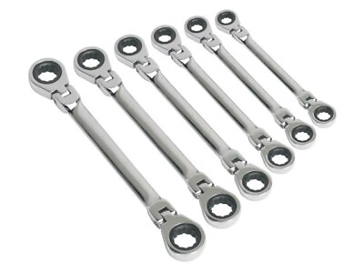 #ad Sealey Flexi Head Double End Ratchet Ring Spanner Set 6 Pieces Metric S0806 GBP 64.07