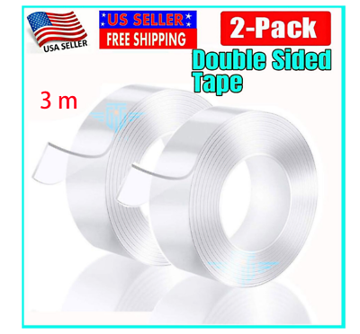 #ad 2PC Tape Double Sided Adhesive Removable Heavy Duty Invisible Mounting Nano US $6.49