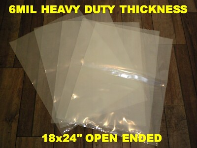 #ad Super Heavy Duty 18quot; x 24quot; Clear Open Top End Poly Bags Plastic 6MIL Thick Lot $74.99
