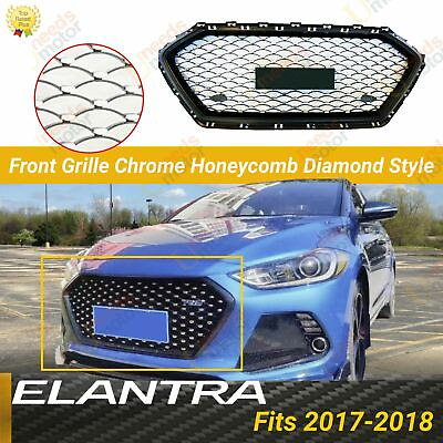 #ad For Hyundai Elantra 2017 2018 Sedan Front Grille Bumper Black Grill Chrome $189.99