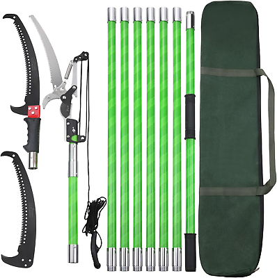 #ad 26 Feet Tree Pole Pruner Manual Branches Trimmer Tree Branch Garden Tools Lopper $129.99
