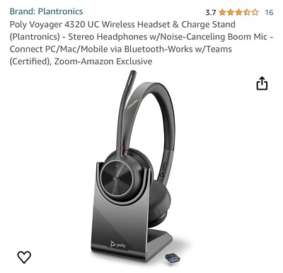 #ad Poly Voyager 4320 UC Wireless Headset amp; Charge Stand Plantronics $79.96