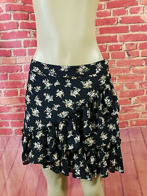 #ad TOPSHOP Black Floral Ruffled Viscose A Line Women#x27;s Skirt Size 6 NEW $23.00